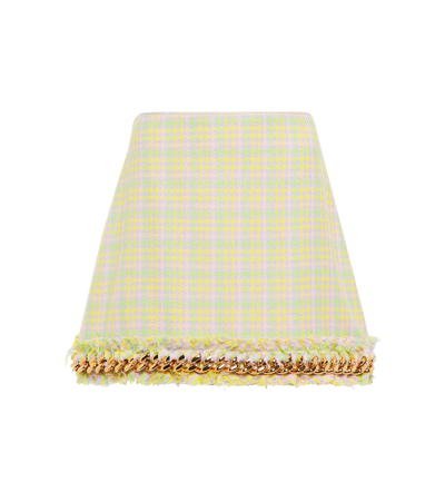Versace Embellished Cotton-blend Miniskirt In Yellow