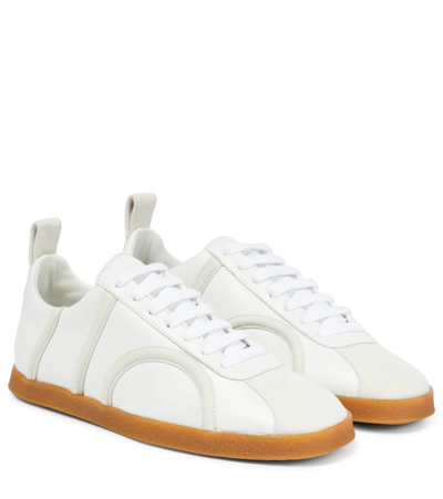 TOTÊME SUEDE-TRIMMED LEATHER SNEAKERS