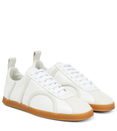 Totême Monogram Leather And Suede Trainers In White