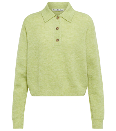 Acne Studios Alpaca Wool-blend Polo Sweater In Apple Green
