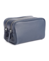 Royce New York Double Zip Leather Toiletry Bag In Navy Navy Blue