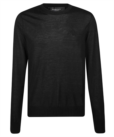 Versace Mens Fine Knit Cashmere Jumper, Brand Size 50 In Black