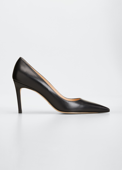 Stuart Weitzman Stuart Leather Stiletto Pumps In Black