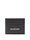 Balenciaga Cash Logo-print Leather Cardholder In Black