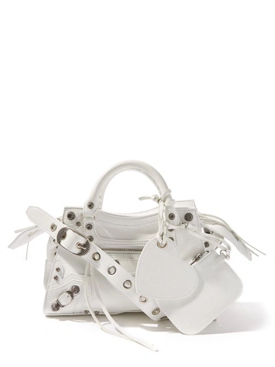 Balenciaga Neo Cagole Xs Leather Shoulder Bag In White