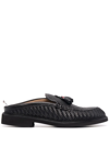 THOM BROWNE WOVEN BACKLESS SLIP-ON PENNY LOAFERS