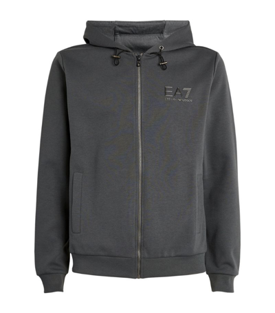 Ea7 Zip-up Hooded Jacket In Grey
