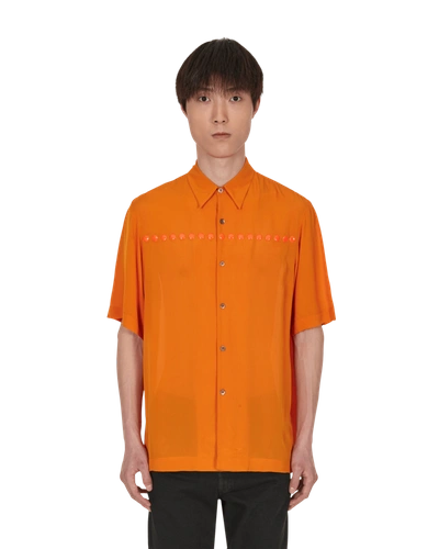 Dries Van Noten Clasen Embroidered Shirt In Orange