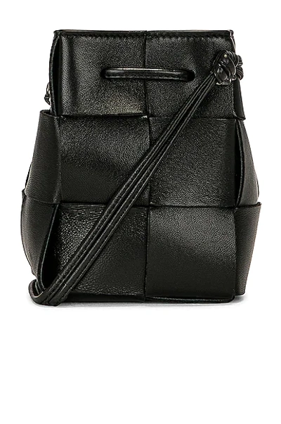 Bottega Veneta Mini Cassette Crossbody Bucket Pouch In Black & Gold