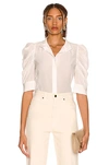 Frame 'gillian' Puff Sleeve Poplin Top In Off White