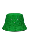 Bottega Veneta Intreccio Jacquard Nylon Bucket Hat In Parakeet