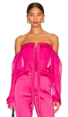 Rta 'camilla' Corset Off Shoulder Top In Fuchsia