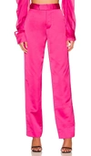 Rta 'maren' Flat Front High Rise Satin Pants In Fuchsia