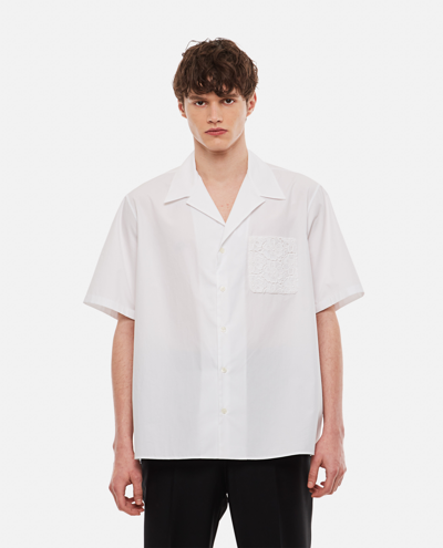 Valentino Lace-pocket Cotton-poplin Shirt In White
