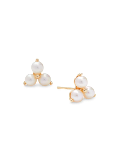 Saks Fifth Avenue Women's 14k Yellow Gold & 4mm Cultured Round Freshwater Pearl Stud Earrings