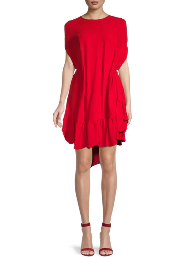 Valentino Women's Ruffle-hem Silk Dress In Red