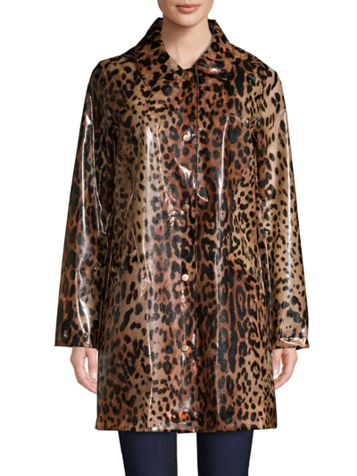 Donna Karan Women's Leopard-print Rain Coat