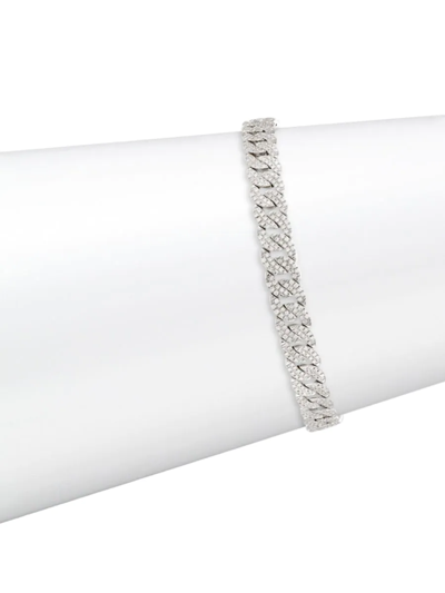 Saks Fifth Avenue Women's 14k White Gold & 1.69 Tcw Diamond Curb-chain Bracelet
