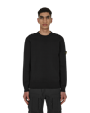 Stone Island Wool Logo Patch Sweater In Black