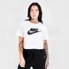 Nike Women's Sportswear Cotton Logo Cropped T-shirt In White/black