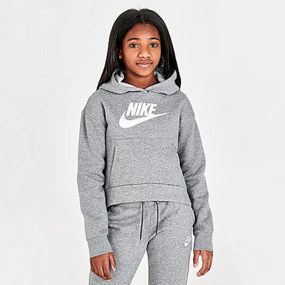 Nike Kids'  Girls' Sportswear Club Fleece High-low Pullover Hoodie In Grey