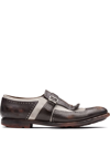 Church's Dark Brown Calfskin And Ecru Linen Canvas Shoes In Brown