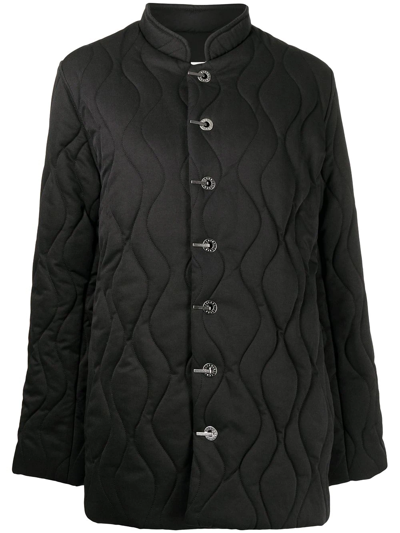 Dion Lee Button-up Quilted Coat In Schwarz