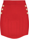 Balmain Short Knit Skirt With Double-buttoned Fastening In Rot