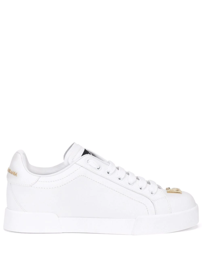 Dolce & Gabbana Logo-plaque Lace-up Sneakers In White