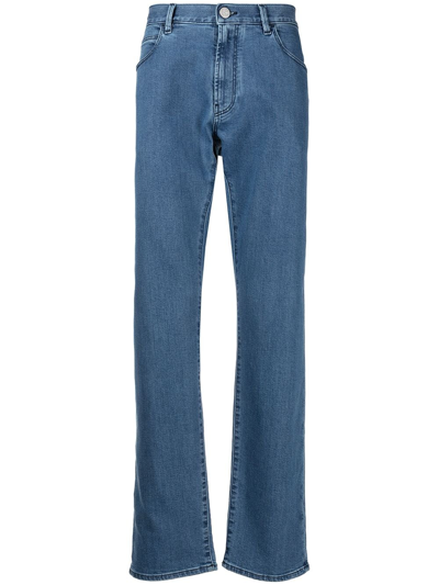 Giorgio Armani Mid-rise Straight Leg Jeans In Blau
