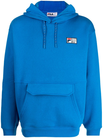 Fila Logo-print Long-sleeved Hoodie In Blau