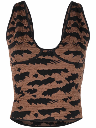 Nanushka Animal-print Tank Top In Black