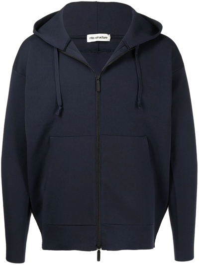 Rito Structure Relaxed Zip-up Hoodie In Blau