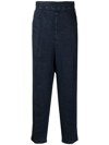 Rito Structure Cropped Linen Jeans In Blau
