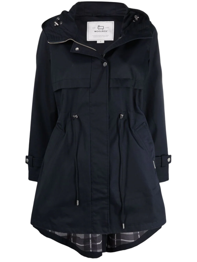 Woolrich Havic Zip-front Parka Coat In Melton Blue