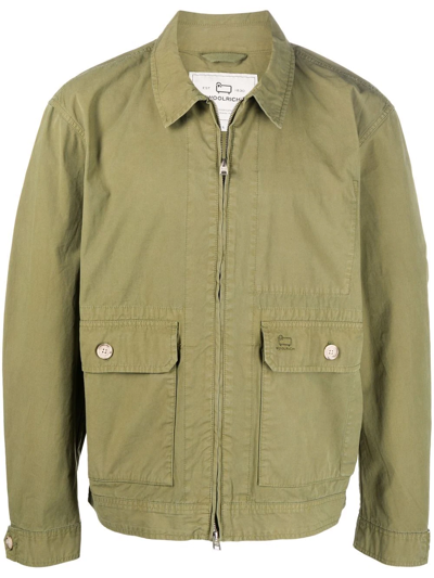 Woolrich Zip-up Bomber Jacket In Green