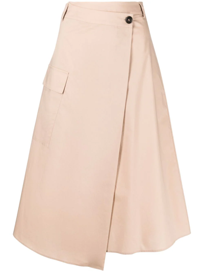 Woolrich Poplin A-line Midi Skirt In Neutrals