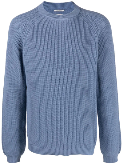 Woolrich Ribbed-knit Crew-neck Jumper In Blau