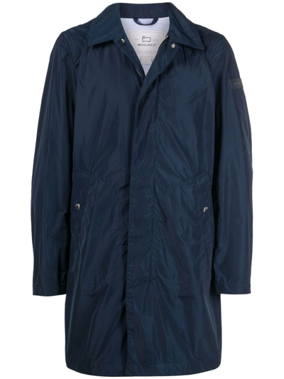 Woolrich City Mid-length Car Coat In Melton Blue