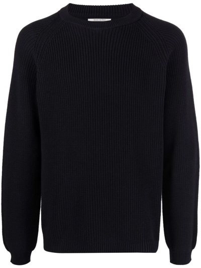 Woolrich Ribbed-knit Crew-neck Jumper In Blue