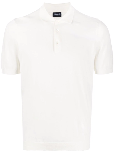 Drumohr Short-sleeved Cotton Polo Shirt In White