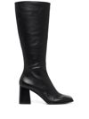 Reformation Nylah Leather Knee Boots In Schwarz