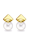 Tasaki 18kt Yellow Gold M/g  Square Leaf Freshwater Pearls Stud Earrings In Gold
