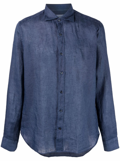 Tintoria Mattei Cutaway-collar Button-up Shirt In Blau