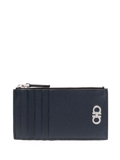 Ferragamo Logo-plaque Leather Wallet In Blau