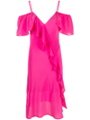 Gold Hawk Dress With Rouches In Rosa