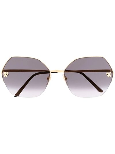 Cartier Geometric-frame Gradient-lense Sunglasses In Gold