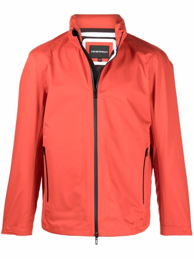 Emporio Armani Travel Seamseal Hooded Shell Jacket In Red