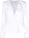 Genny Peplum-hem Single-breasted Blazer In Weiss