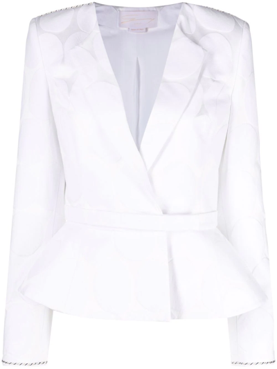 Genny Peplum-hem Single-breasted Blazer In White